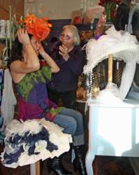 Jodie Allen shops for her Derby hat at Allé Rue in Saugatuck.